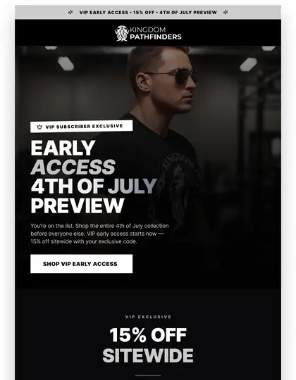 VIP early access campaign email design