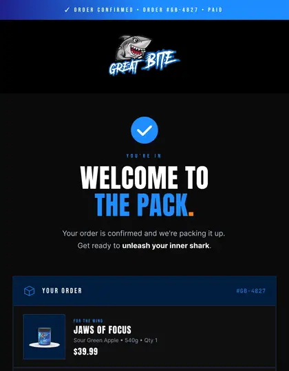 Post-purchase thank you email design