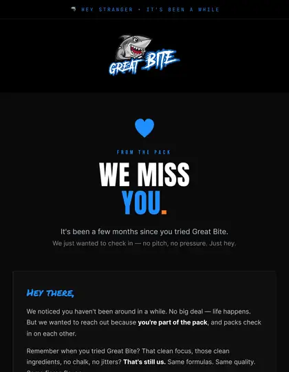 Win-back email design for lapsed customers